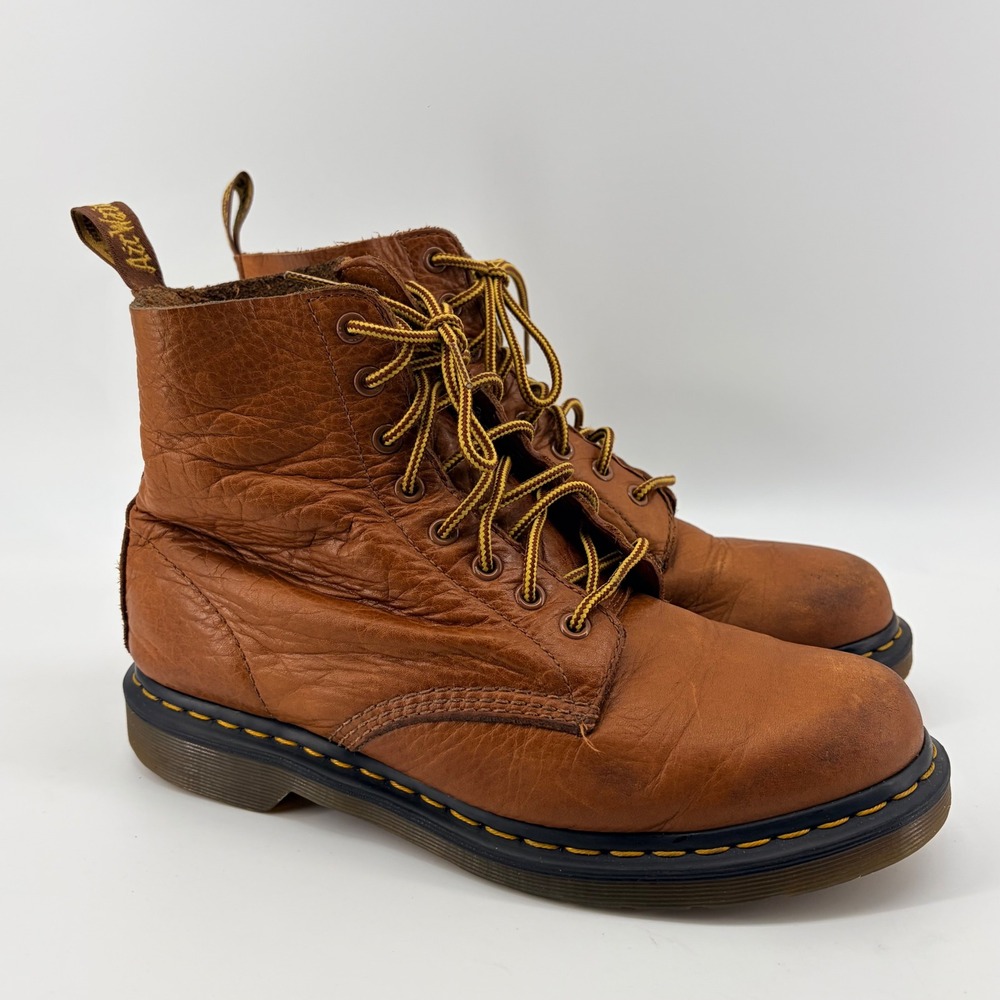 Dr. Martens Pascal 8 Eye Boots Tan Brown Virginia Leather Mens 9 Womens 10 UK 8